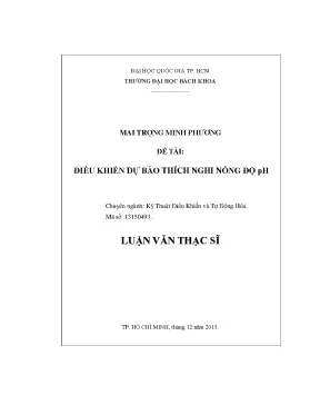 Luận Văn Thạc Sĩ: Điều Khiển Dự Báo Thích Nghi Nồng Độ