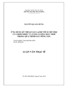 Ứng Dụng Kỹ Thuật Sấy Lạnh Với Bơm Nhiệt Và Năng Lượng