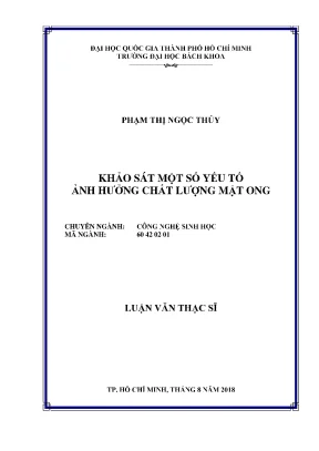 Khảo sát các yếu tố ảnh hưởng đến chất lượng mật ong