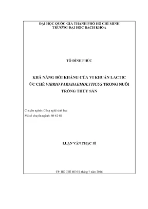 Khả năng đối kháng của vi khuẩn lactic ức chế Vibrio