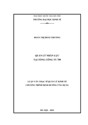 Luận Văn Thạc Sĩ Quản Lý Kinh Tế & Nhân Lực Tại Tổng