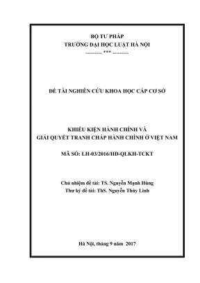 Nghiên cứu khoa học cấp cơ sở về khiếu kiện và giải