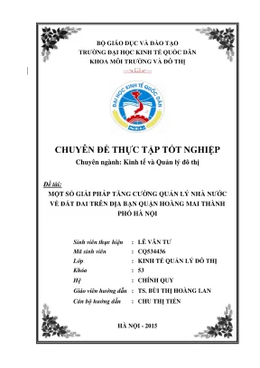 Giải pháp tăng cường quản lý nhà nước về đất đai tại