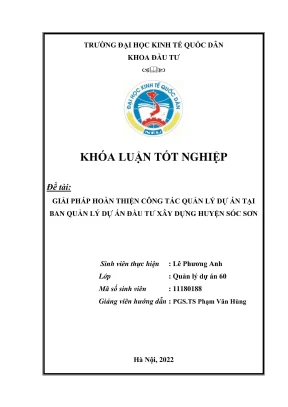Giải Pháp Hoàn Thiện Quản Lý Dự Án Tại Ban Quản Lý Dự Án
