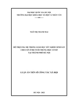 Luận án tiến sĩ: Hỗ trợ cha mẹ giáo dục sức khỏe sinh