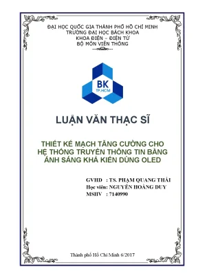 Thiết kế mạch tăng cường cho hệ thống truyền thông ánh