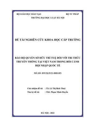 Bảo hộ quyền sở hữu trí tuệ cho tri thức truyền thống 
