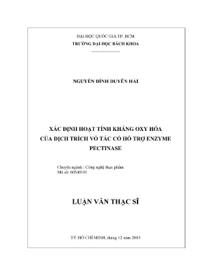 Luận văn thạc sĩ: Khảo sát hoạt tính kháng oxy hóa của