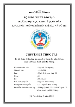 Hoàn Thiện Công Tác Quản Lý Sử Dụng Đất Tại Quận Lê