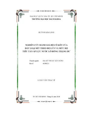 Nghiên cứu đánh giá độ cố kết đất sét qua độ lún và áp