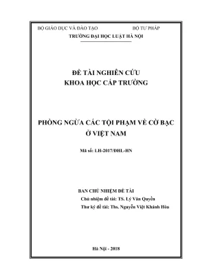 Nghiên cứu phòng ngừa tội phạm cờ bạc tại Việt Nam - Đề 