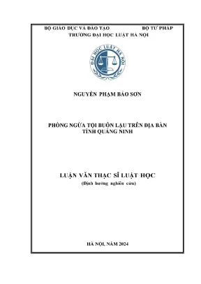 Luận Văn Thạc Sĩ Luật Học: Giải Pháp Phòng Ngừa Tội Buôn