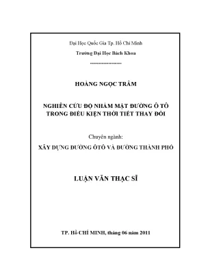 Nghiên cứu độ nhám mặt đường ô tô trong điều kiện thời 