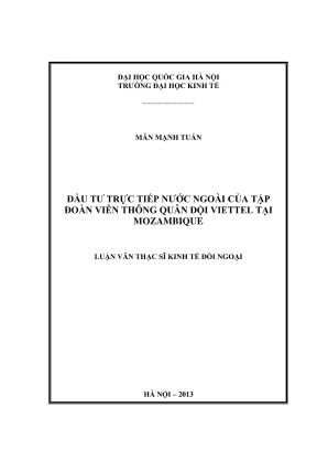 Luận Văn Thạc Sĩ: Đầu Tư Trực Tiếp Nước Ngoài Của 