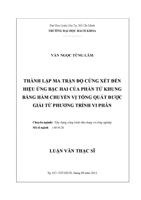 Luận Văn Thạc Sĩ: Ma Trận Độ Cứng Khung Xét Hiệu Ứng Bậc 