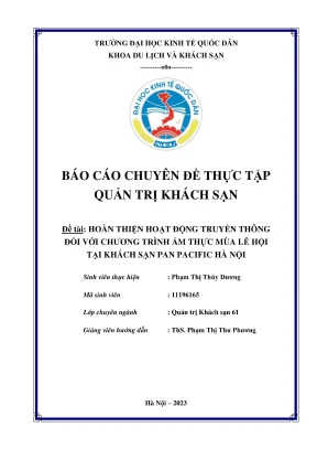 Hoàn thiện hoạt động truyền thông cho chương trình ẩm 