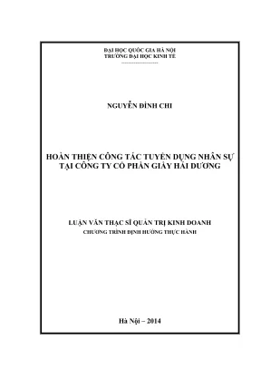 Hoàn Thiện Công Tác Tuyển Dụng Nhân Sự Tại Công Ty Cổ