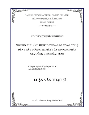 Nghiên cứu ảnh hưởng thông số công nghệ đến chất lượng