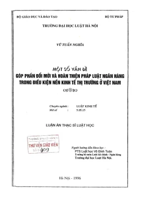 Đổi mới pháp luật ngân hàng trong nền kinh tế thị trường