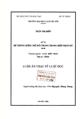Luận Văn Thạc Sĩ Luật Học: Hệ Thống Kiềm Chế Đối Trọng 