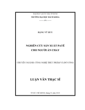 Luận Văn Thạc Sĩ Công Nghệ Thực Phẩm: Nghiên Cứu Sản 