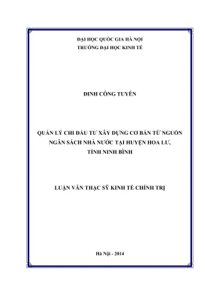 Luận Văn Thạc Sĩ: Quản Lý Chi Đầu Tư Xây Dựng Cơ Bản Từ