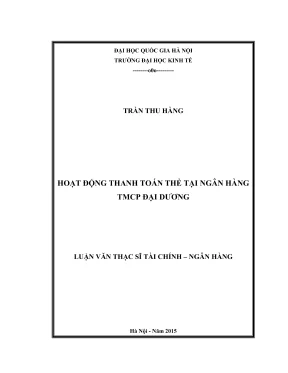 Luận Văn Thạc Sĩ Tài Chính Ngân Hàng: Hoạt Động Thanh