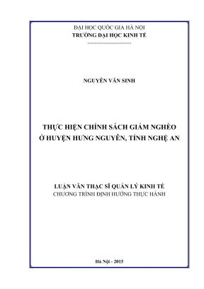 Luận Văn Thạc Sĩ Quản Lý Kinh Tế: Chính Sách Giảm Nghèo