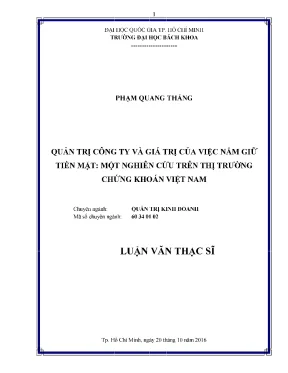Luận Văn Thạc Sĩ: Quản Trị Công Ty Và Giá Trị Nắm Giữ