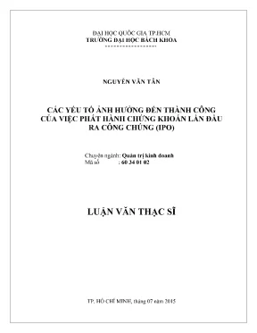 Các yếu tố ảnh hưởng đến thành công IPO trong quản trị