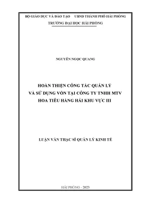 Luận Văn Thạc Sĩ Quản Trị Kinh Doanh: Hoàn Thiện Quản Lý