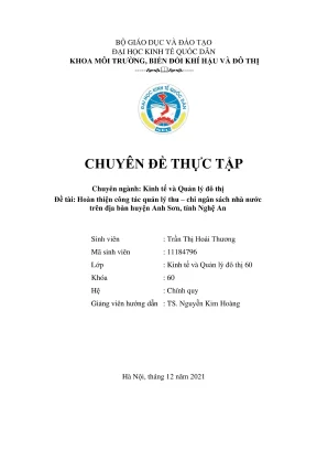Hoàn Thiện Công Tác Quản Lý Thu Chi Ngân Sách Nhà Nước
