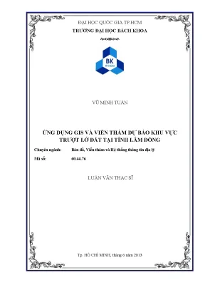 Luận Văn Thạc Sĩ: Ứng Dụng GIS Và Viễn Thám Dự Báo Trượt 