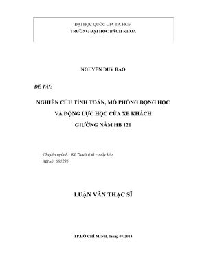 Nghiên cứu tính toán mô phỏng động học và động lực học 