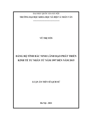Luận án tiến sĩ: Lịch sử Đảng bộ tỉnh Bắc Ninh lãnh đạo