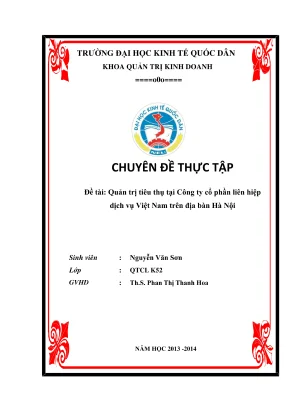 Chuyên đề thực tập quản trị tiêu thụ tại công ty cổ phần 