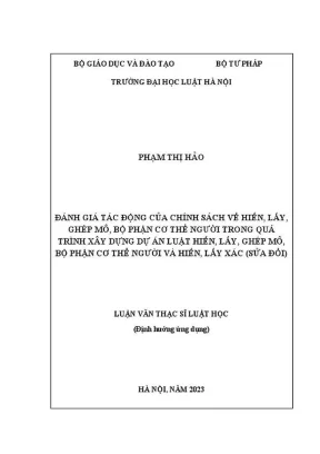 Đánh giá tác động chính sách hiến ghép mô bộ phận cơ thể