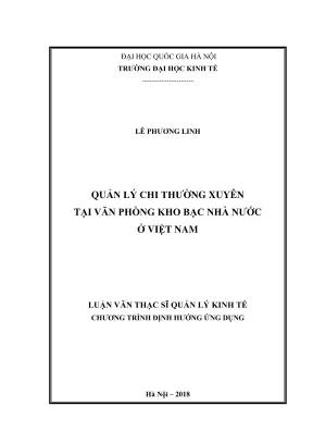 Luận Văn Thạc Sĩ Quản Lý Kinh Tế: Chi Thường Xuyên Tại