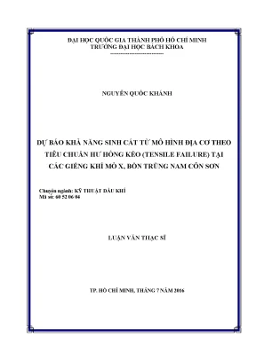 Luận Văn Thạc Sĩ: Dự Báo Sinh Cát Từ Mô Hình Địa Cơ Theo 