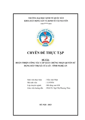 Hoàn thiện công tác cấp giấy chứng nhận quyền sử dụng 