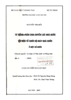 Tư tưởng phân chia quyền lực nhà nước và tổ chức bộ máy