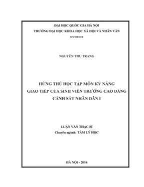 Luận Văn Thạc Sĩ Tâm Lý Học: Hứng Thú Học Kỹ Năng Giao