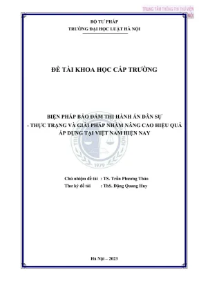 Biện Pháp Bảo Đảm Thi Hành Án Dân Sự: Thực Trạng Và Giải