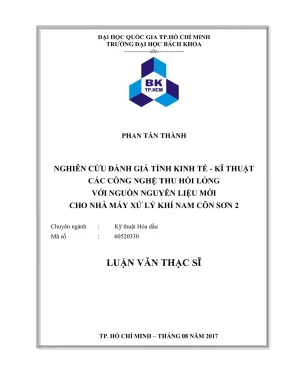 Đánh giá tính kinh tế kỹ thuật công nghệ thu hồi lỏng 