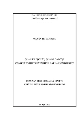 Luận Văn Thạc Sĩ Quản Lý Kinh Tế: Dịch Vụ Quảng Cáo Tại