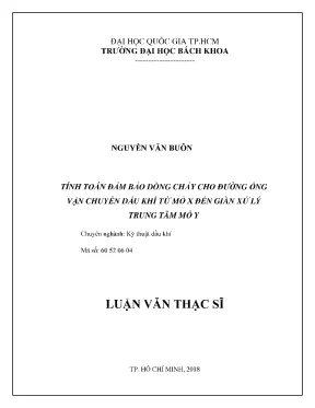 Luận Văn Thạc Sĩ: Tính Toán Đảm Bảo Dòng Chảy Đường Ống 