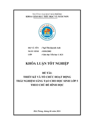 Thiết kế và tổ chức hoạt động trải nghiệm sáng tạo hình