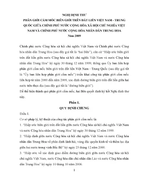 Nghị Định Thư Phân Giới Cắm Mốc Biên Giới Việt Nam -