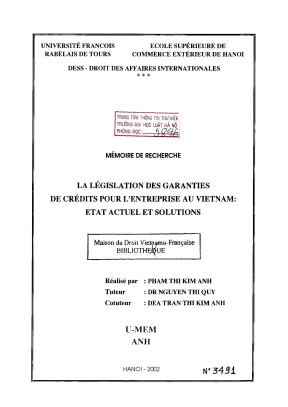 Nghiên cứu pháp luật về bảo lãnh tín dụng cho doanh 