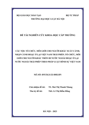 Nghiên cứu khoa học về tội tổ chức môi giới xuất nhập